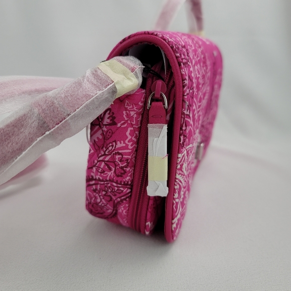 Vera Bradley Turnlock Crossbody Stamped Paisley Faux Leather Trim Purse - Picture 8 of 16